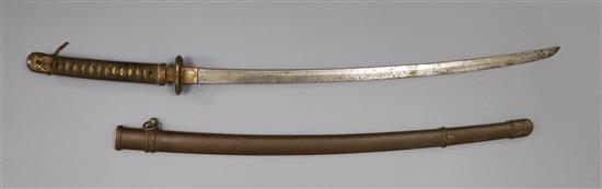 A WWI Japanese officers katana sword, overall 39in.